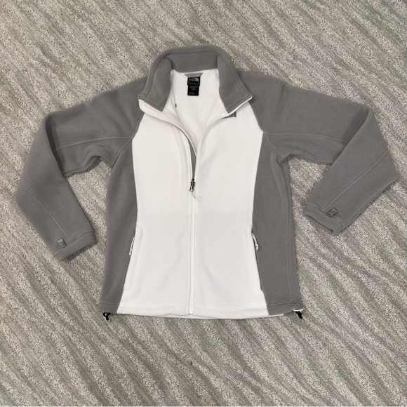 The North Face Women’s Fleece Full Zip Gray And White Jacket Size M - Picture 3 of 5
